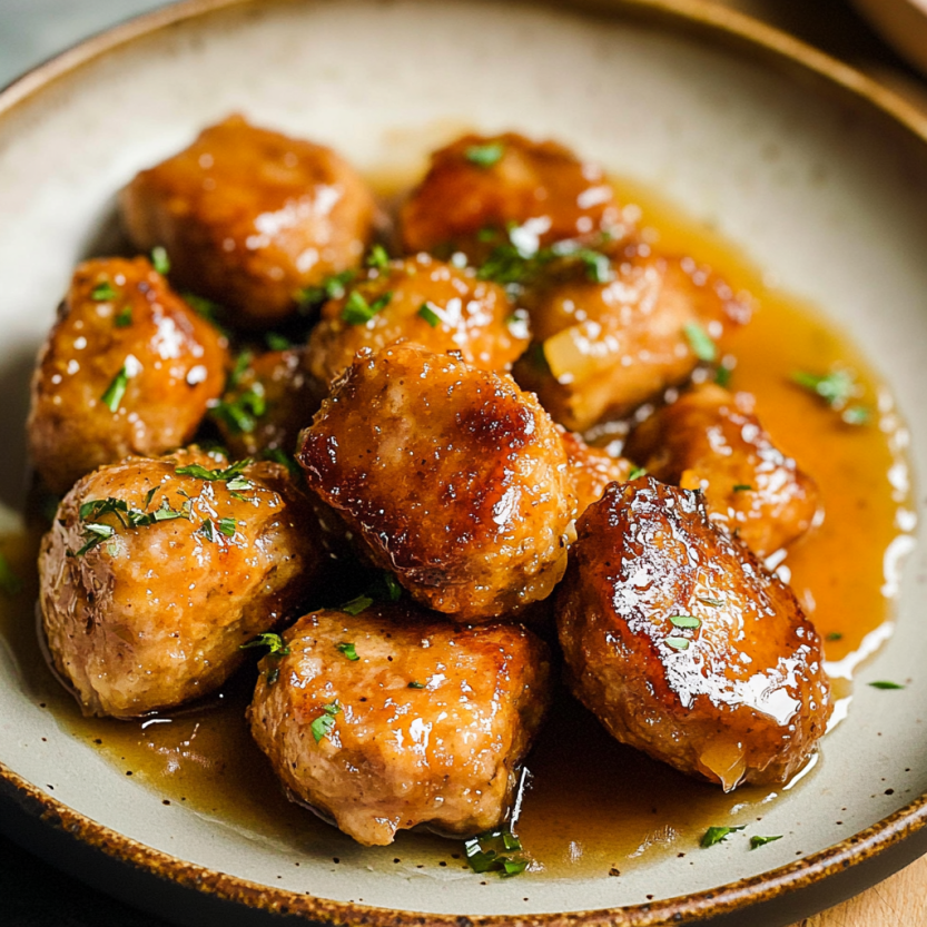 A plate of ham balls sprinkled with brown sugar.