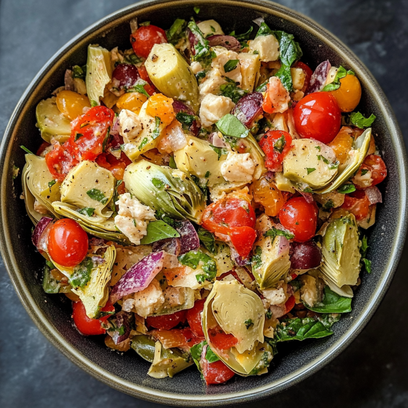 Zucchini and tomato salad with fresh herbs and green veggies.