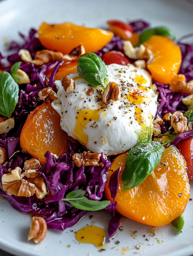 A salad with a fried egg on top.