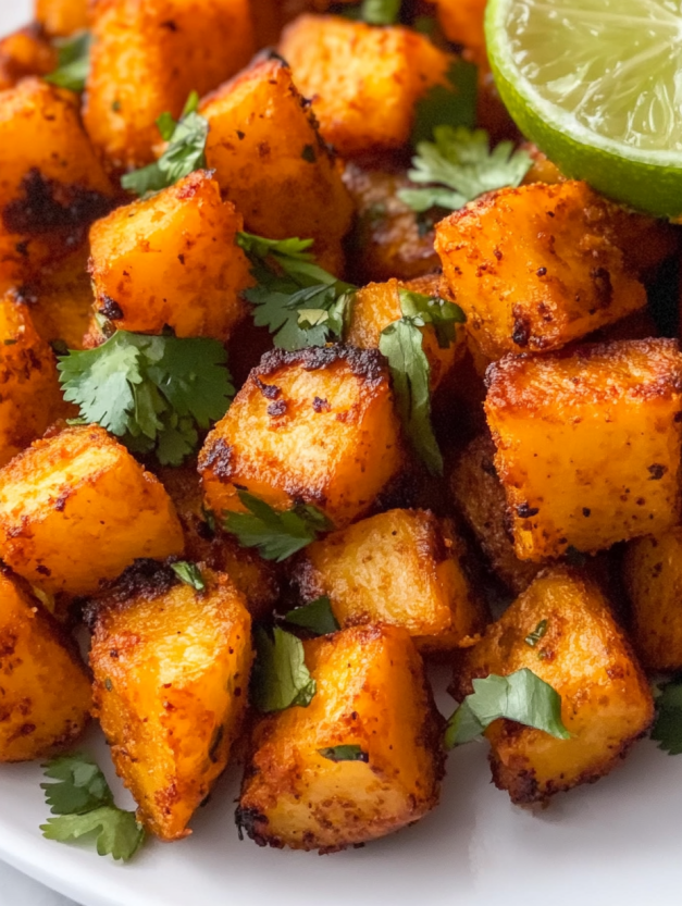 Crispy Mexican potatoes with green herbs.