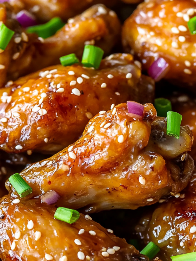 A plate of honey soy garlic chicken wings.