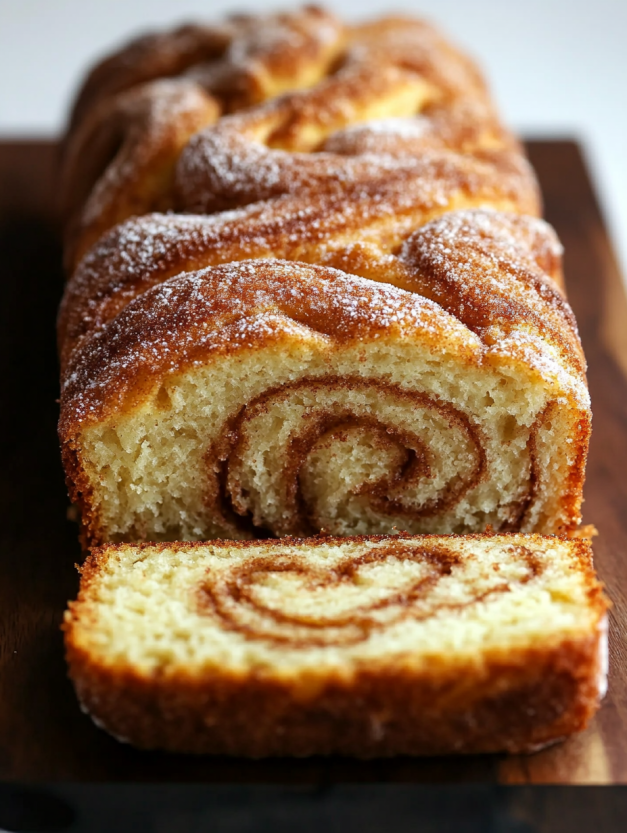 A slice of cinnamon swirl bread.