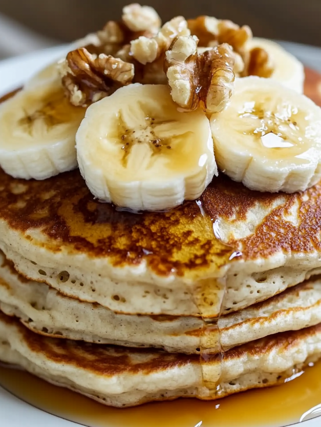 Fluffy banana cottage cheese pancakes.