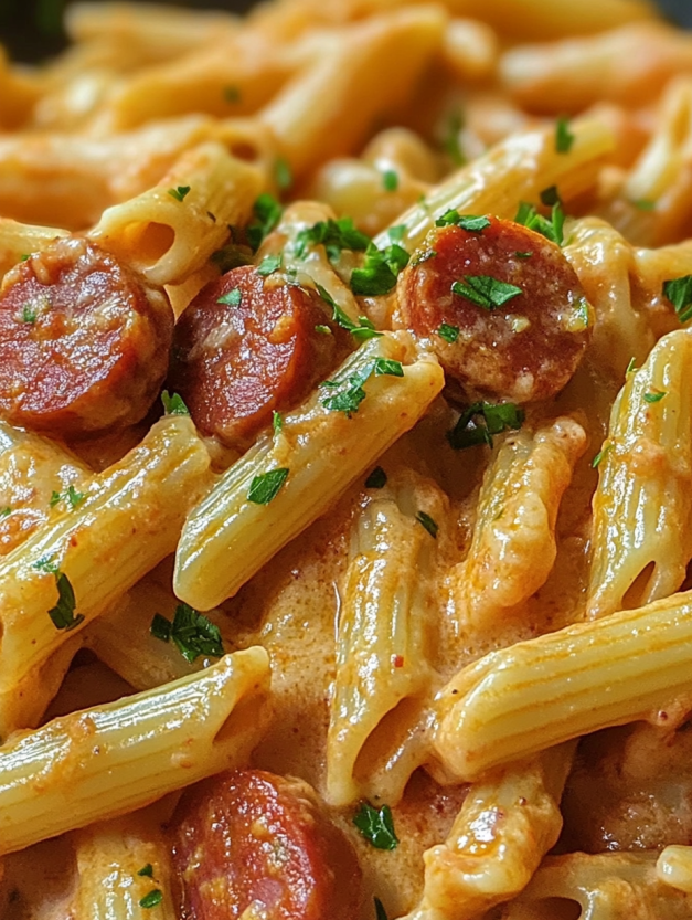 A delicious creamy and smoky pasta dish.