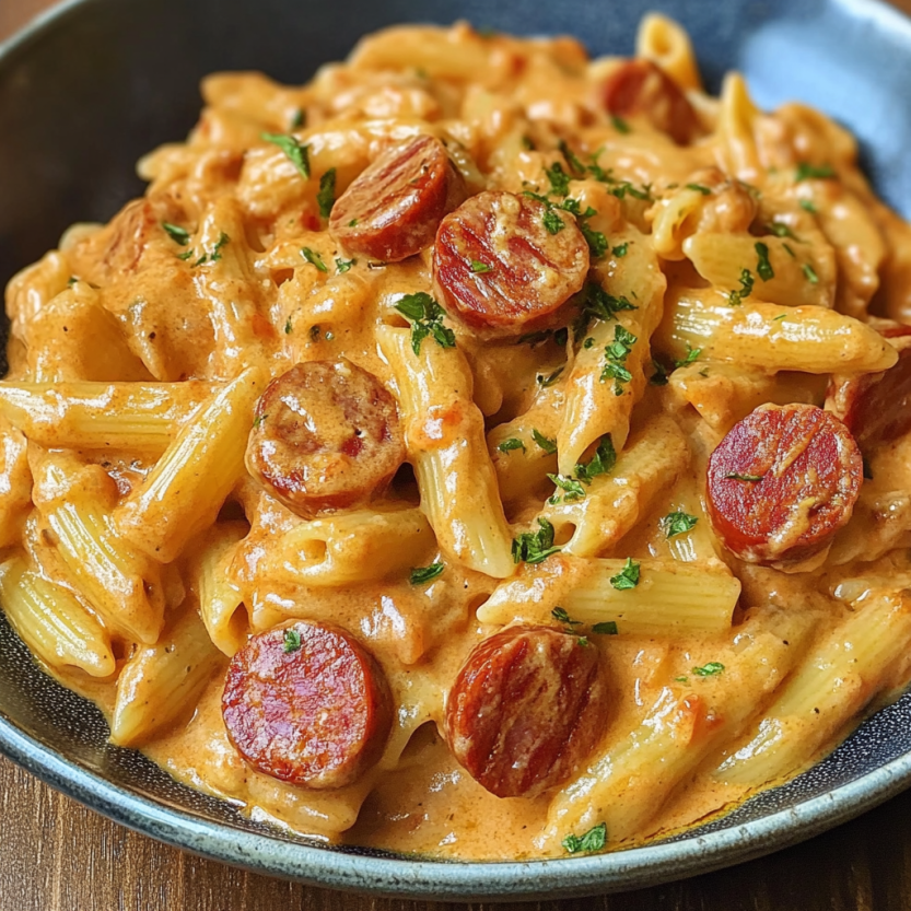A bowl of creamy and smoky pasta delight.