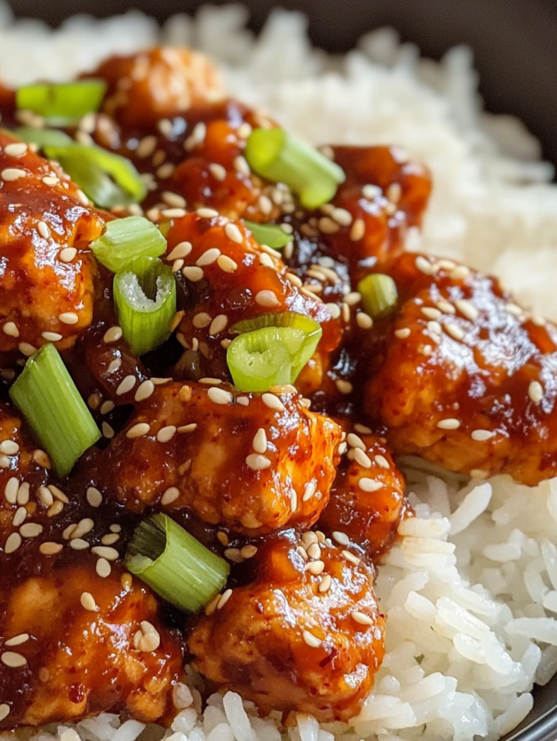 A plate of spicy gochujang tofu.