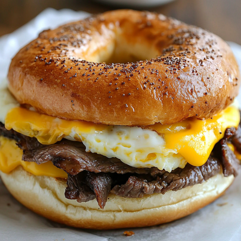 A copycat McDonald's steak egg and cheese sandwich.