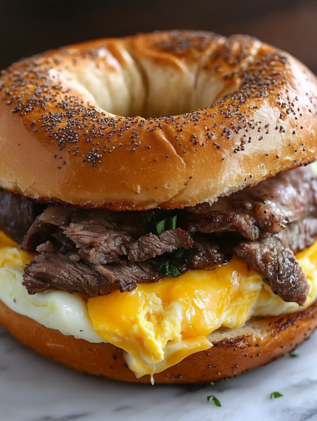 A copycat McDonald's steak egg and cheese sandwich.