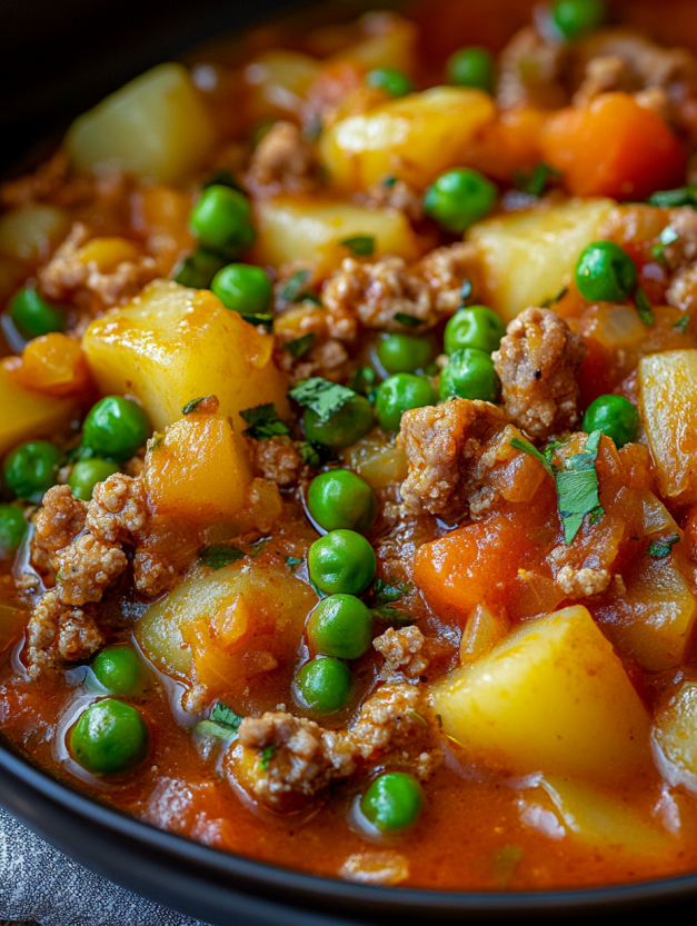 A bowl of meat and vegetables.