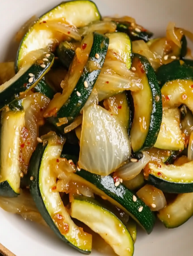 Sautéed Asian Zucchini and Onions.