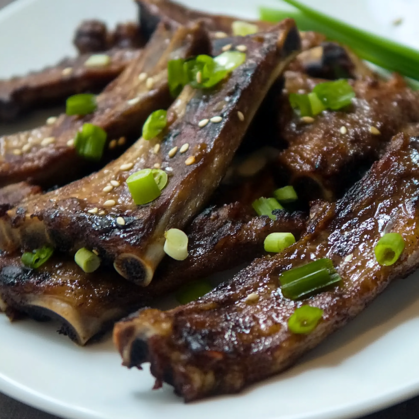A plate of Korean BBQ Short Ribs.