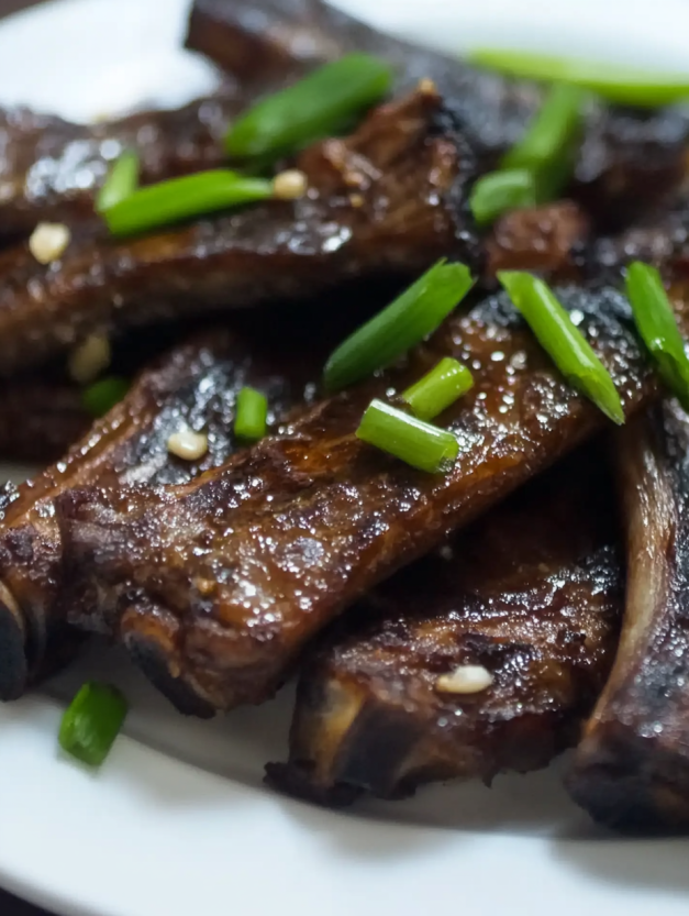 A plate of Korean BBQ Short Ribs.