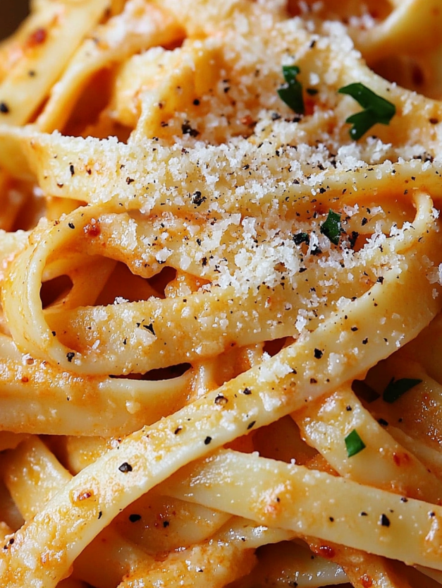 A bowl of creamy gochujang pasta.