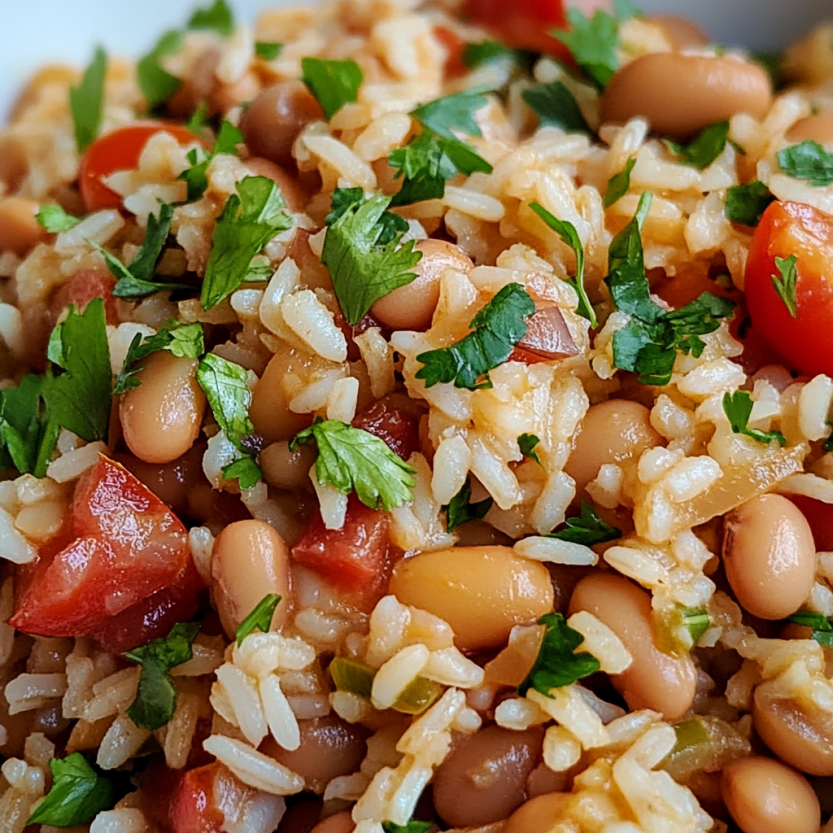 A dish of rice and beans.