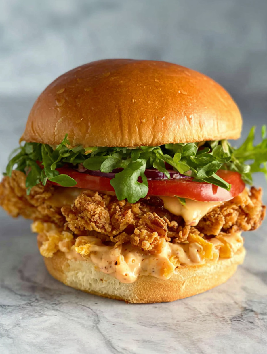 A burger with lettuce, tomato, and cheese.