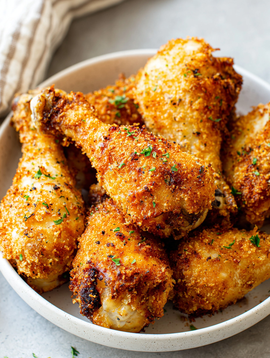 A bowl of extra crispy air fryer drumsticks.