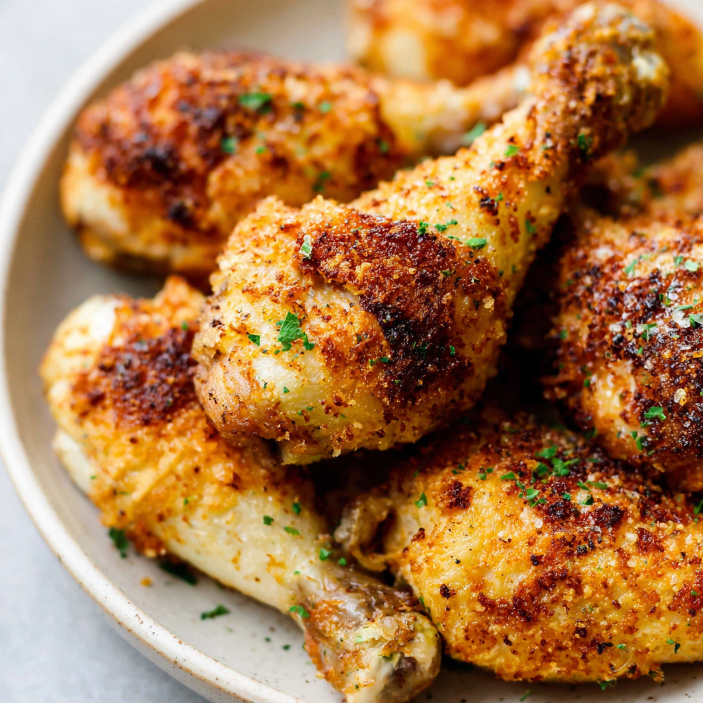 A plate of extra crispy air fryer drumsticks.