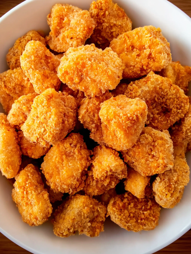 A bowl of homemade chicken nuggets.