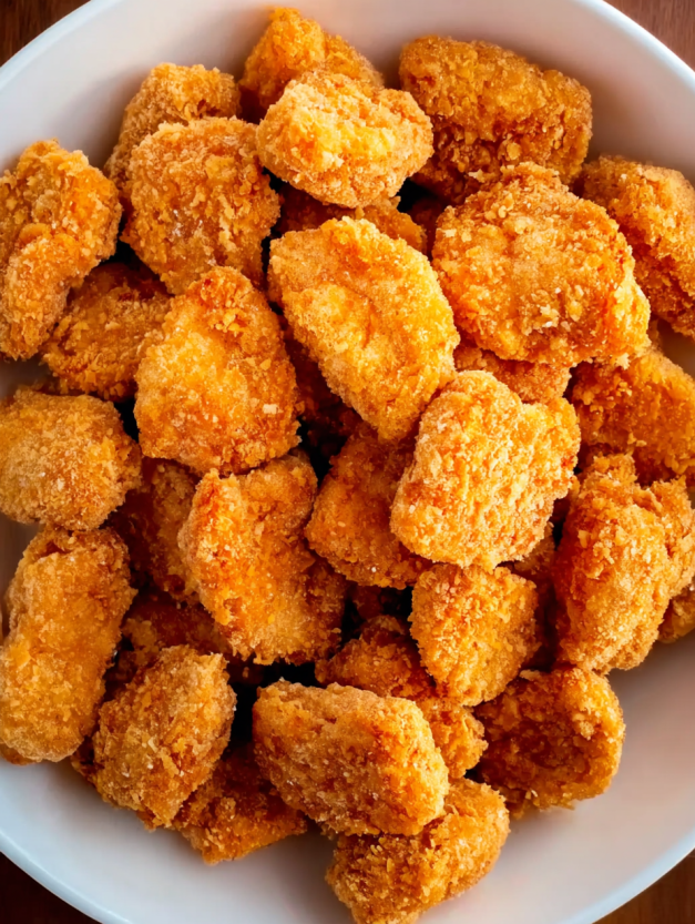 A bowl of homemade chicken nuggets.