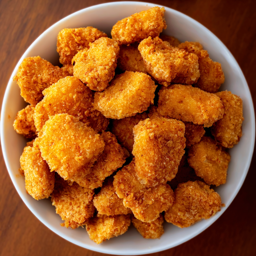 A bowl of homemade chicken nuggets.