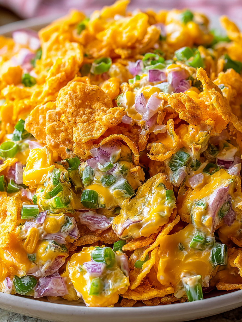 A close up of a Frito Corn Salad.