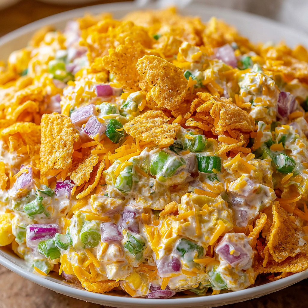 A bowl of Frito Corn Salad.