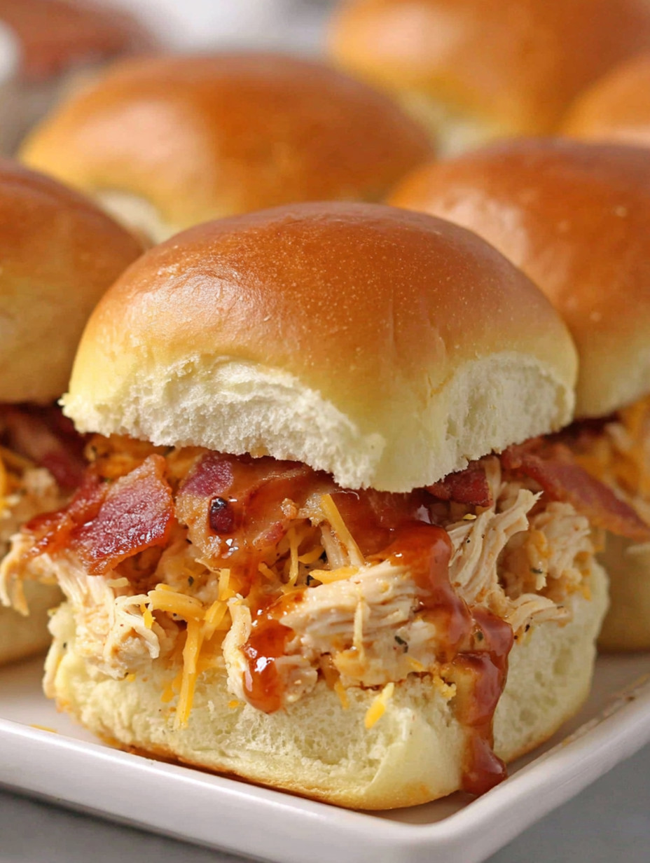 Bacon BBQ Chicken Sliders.