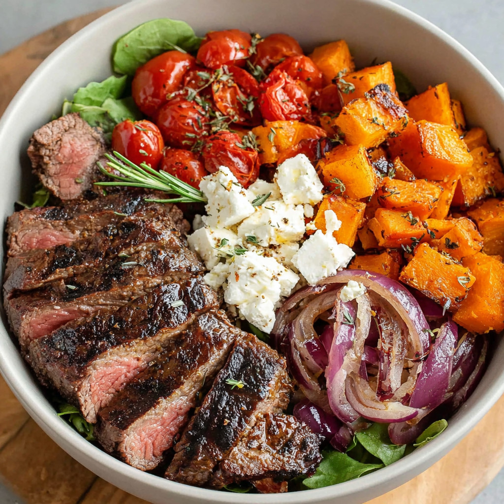 A bowl of food with meat, tomatoes, onions, and cheese.