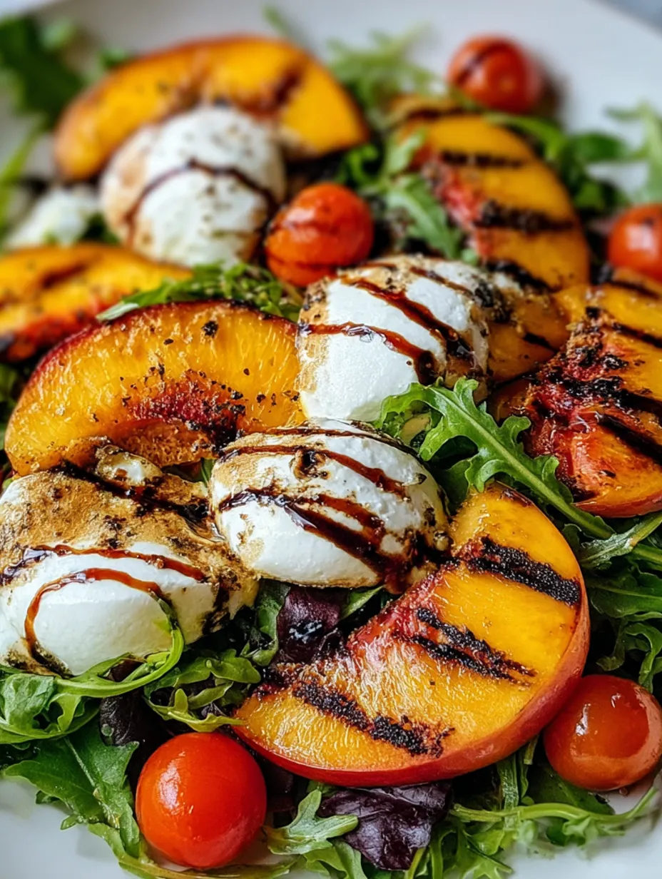 A grilled peach and burrata salad.