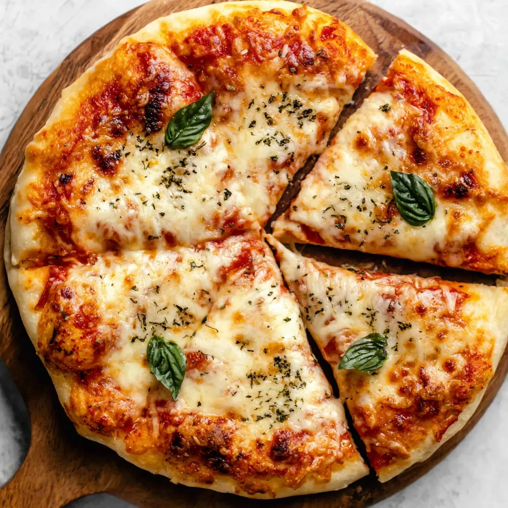 A slice of pizza with basil leaves on top.