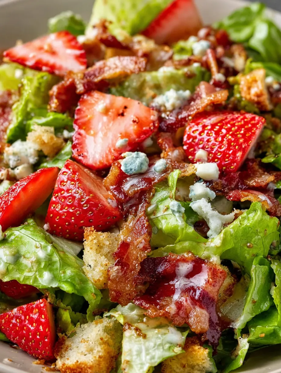 A salad with bacon and strawberries.