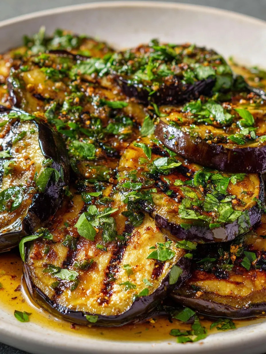 Grilled eggplant with herbs.