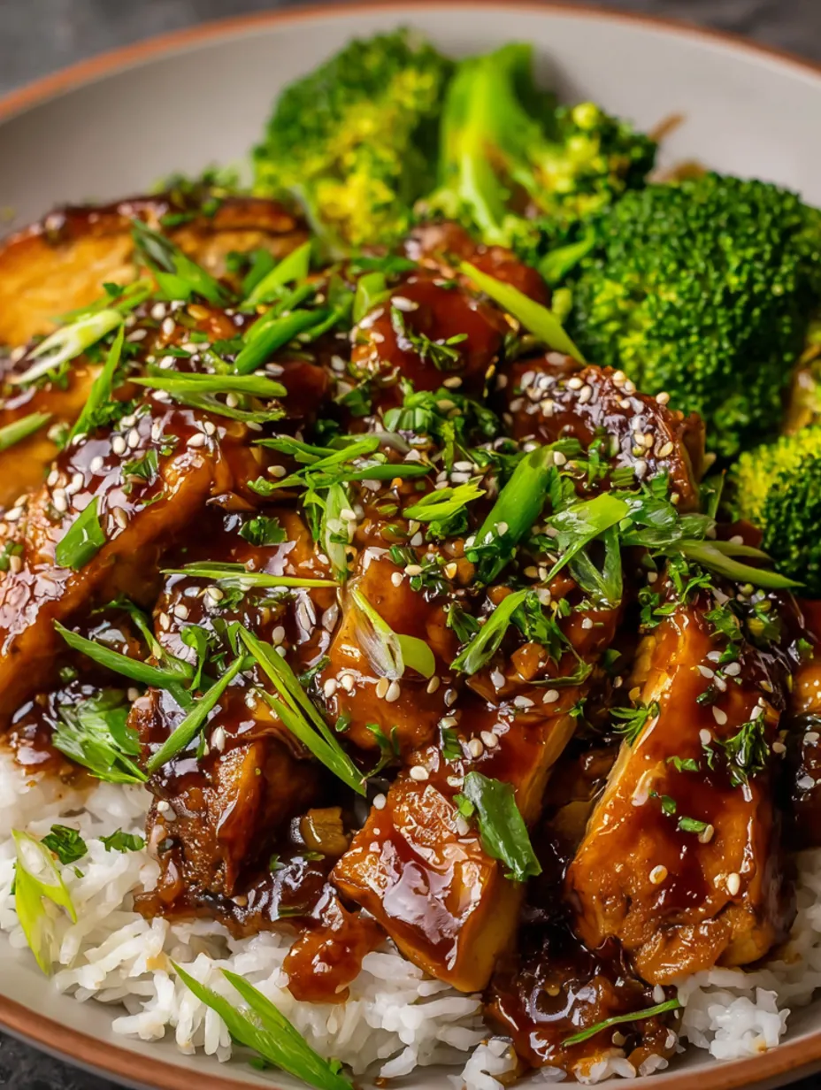 A plate of baked pineapple teriyaki chicken.