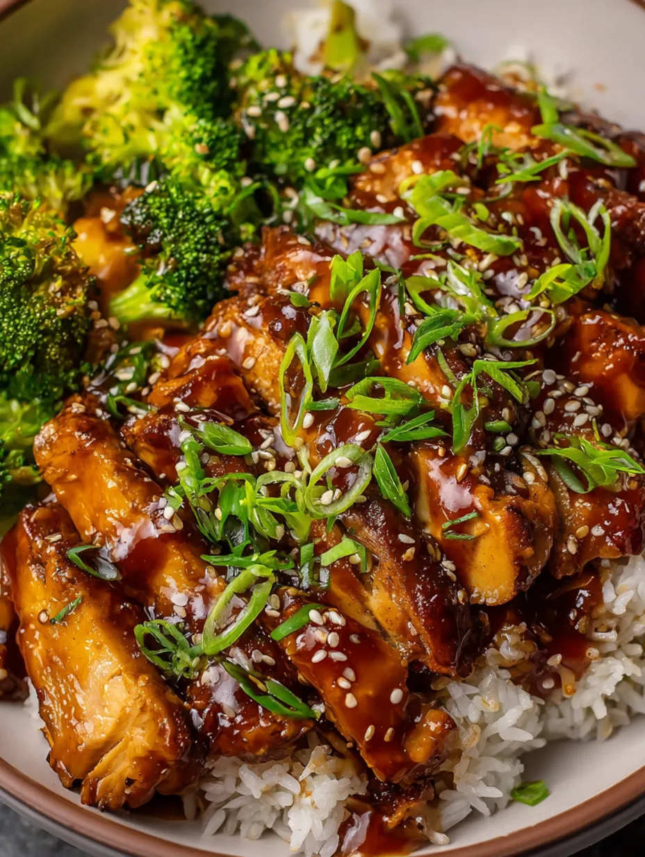 A plate of baked pineapple teriyaki chicken.
