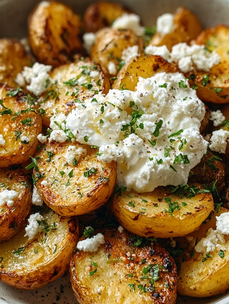 Baked potatoes with whipped feta cheese.
