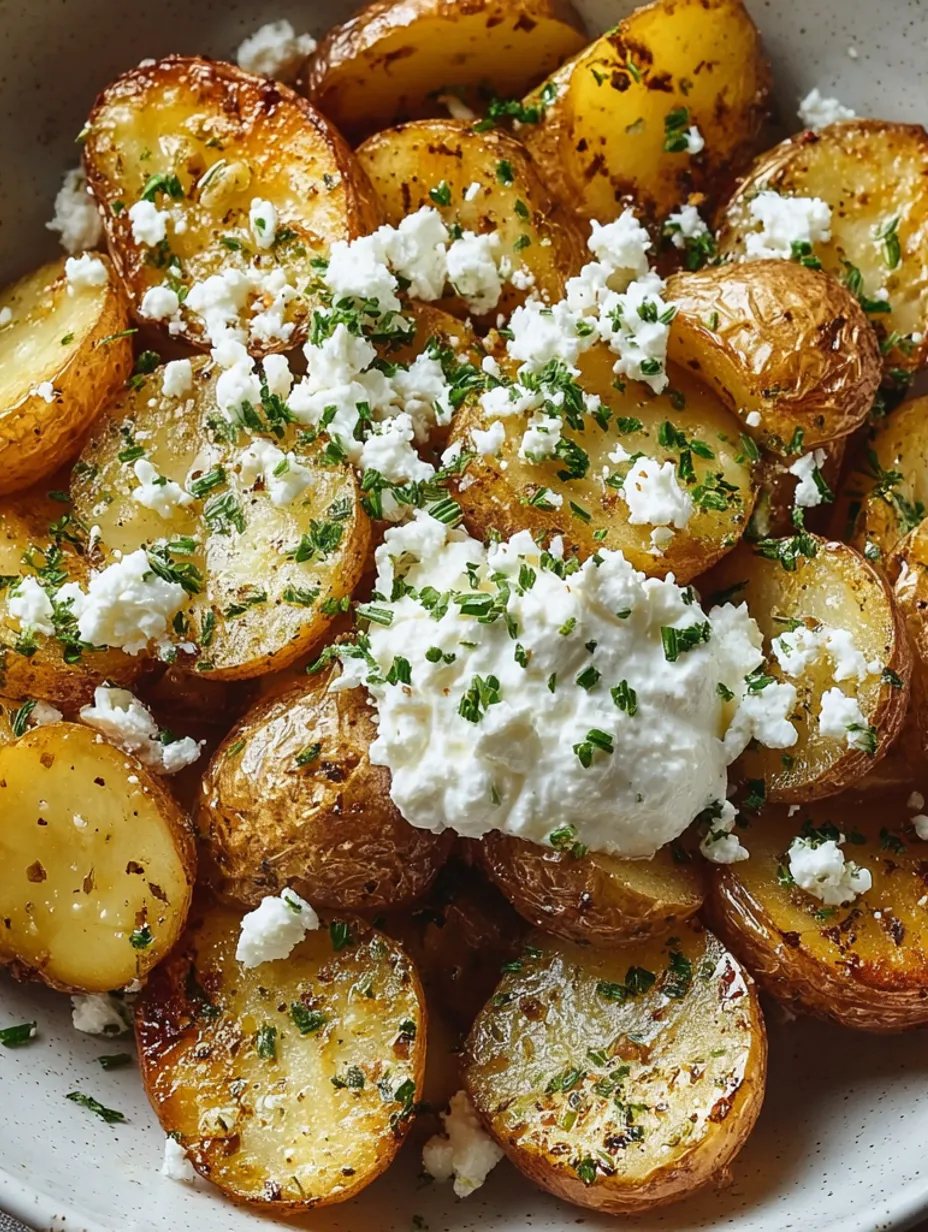 Baked potatoes with whipped feta cheese.