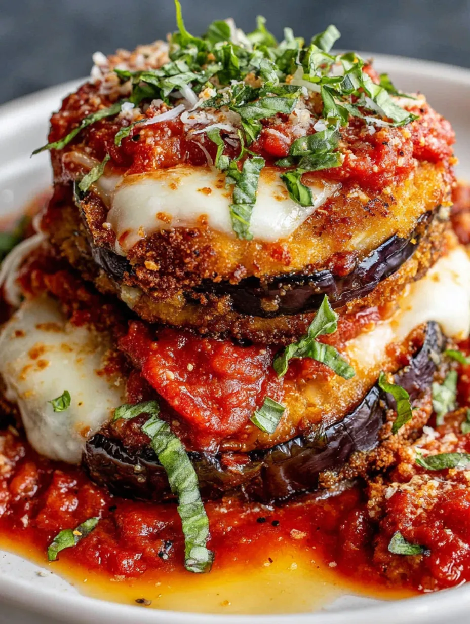 A stack of chicken eggplant parmesan bake.