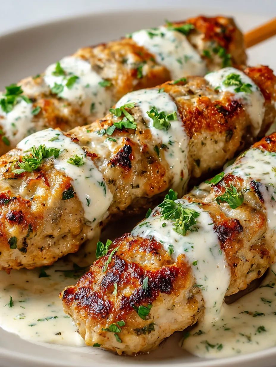Chicken Kofta with Garlic Yogurt Sauce.