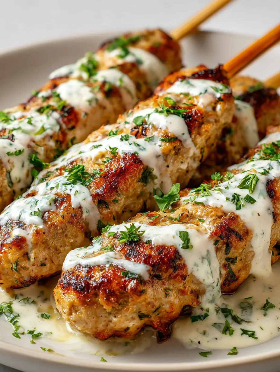 Chicken Kofta with Garlic Yogurt Sauce.