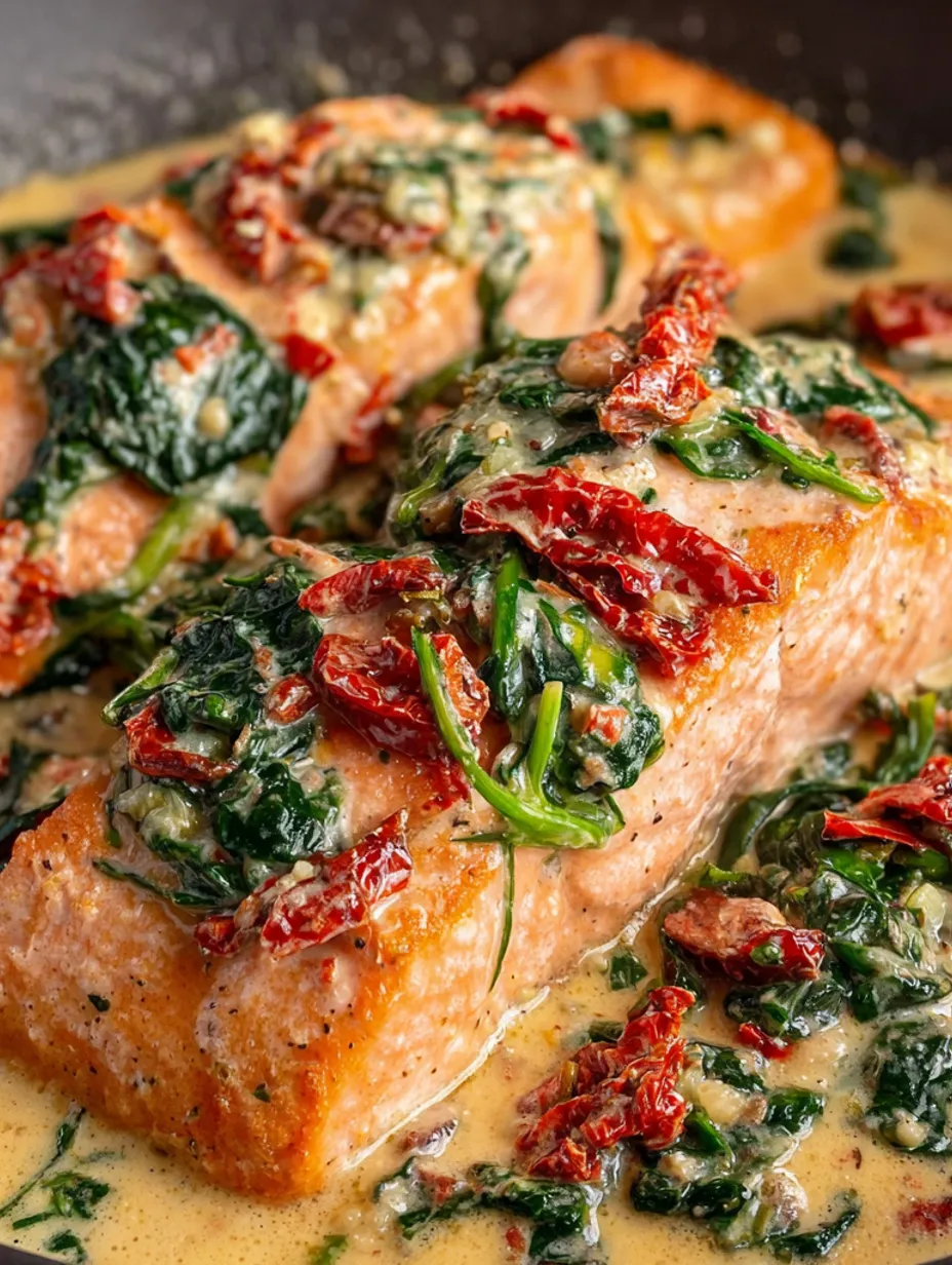 A piece of salmon with a creamy sauce.