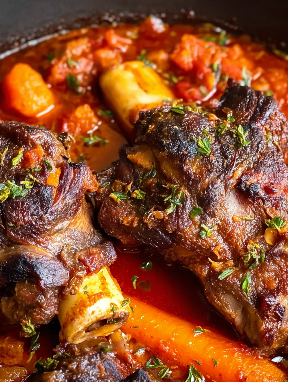 Lamb shank recipe with vegetables.