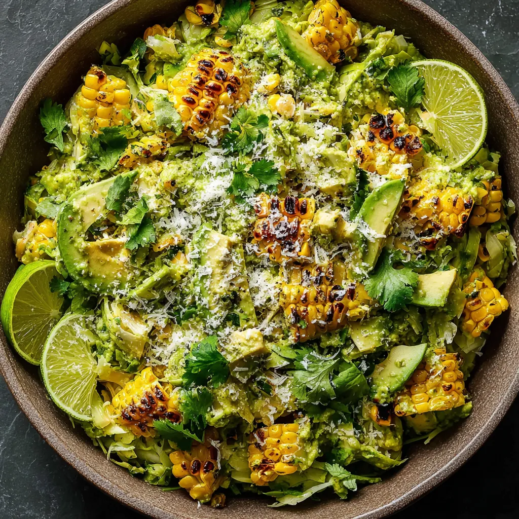 A bowl of food with a creamy avocado dressing.