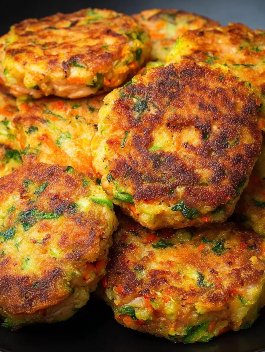 Crispy chicken and vegetable patties with Parmesan and herbs.