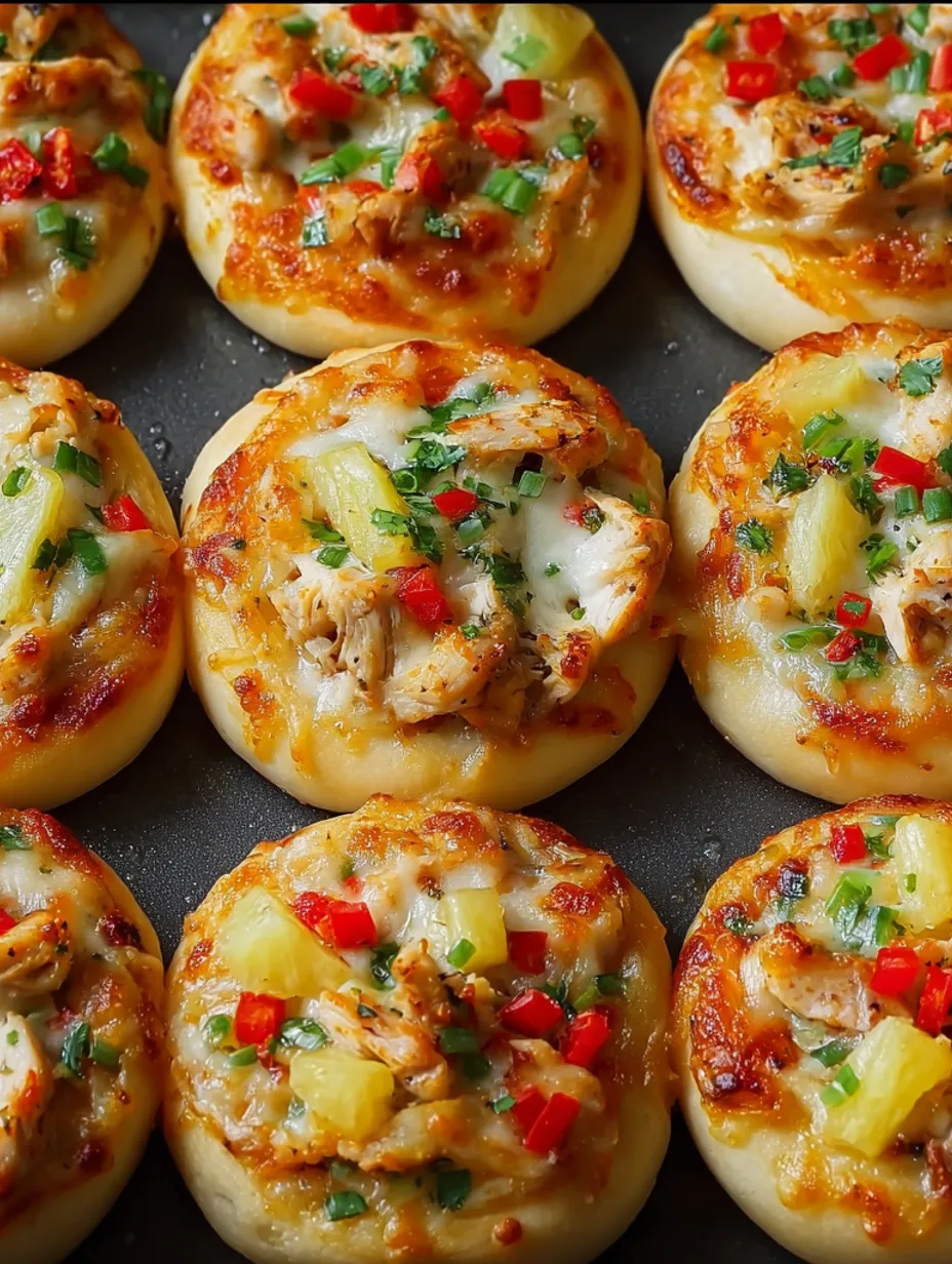 Mini chicken and potato pizzas.