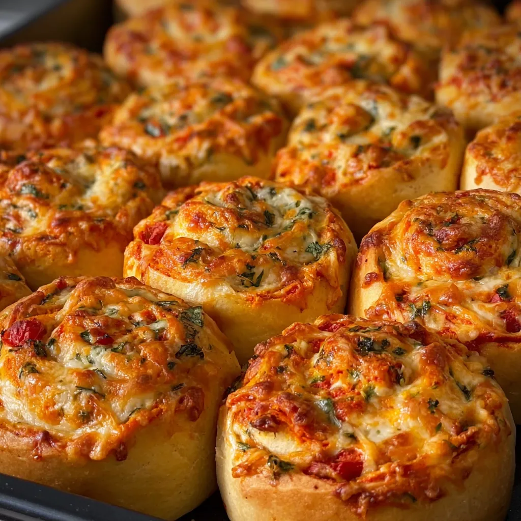 A pan of garlic herb stuffed cheese bread.