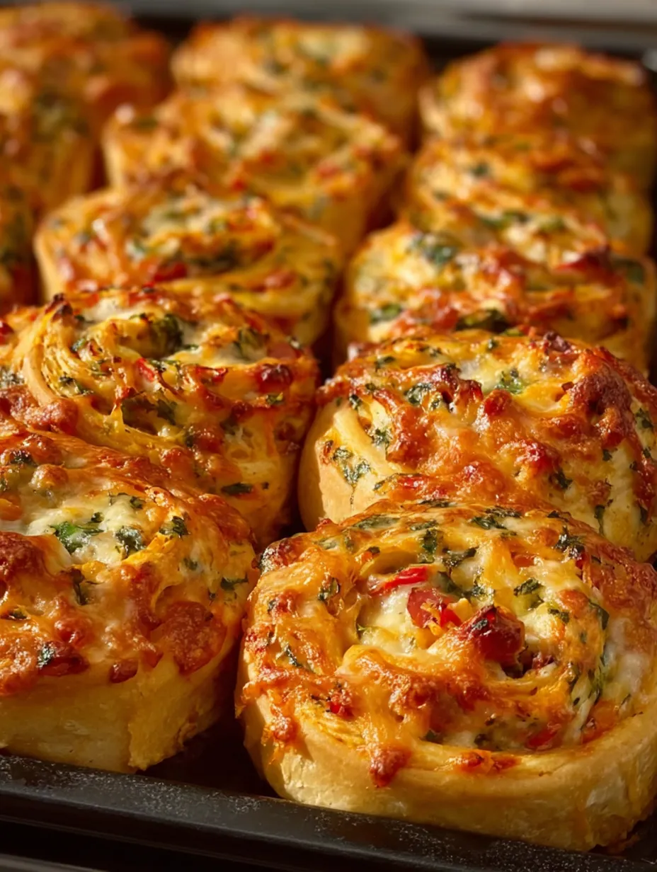 A tray of garlic herb stuffed cheese bread.