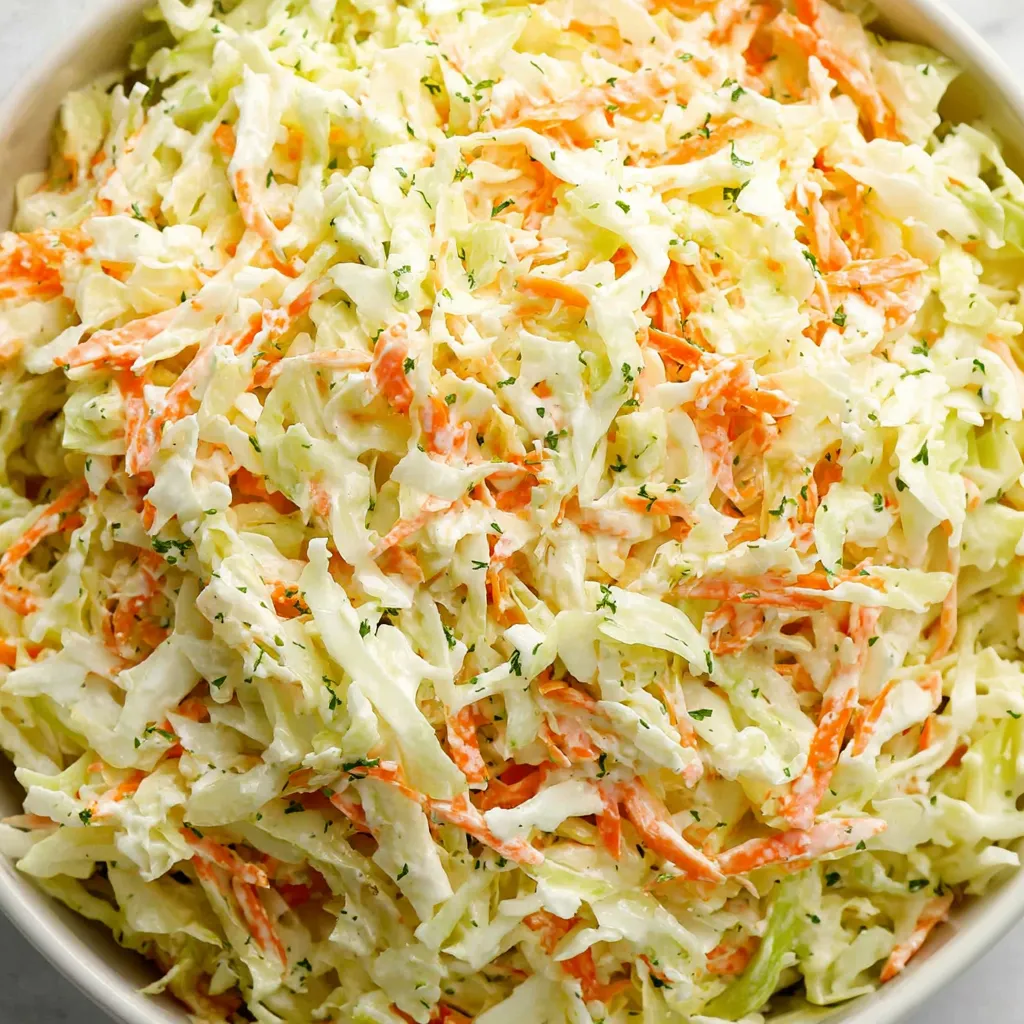 A bowl of coleslaw with carrots and cabbage.