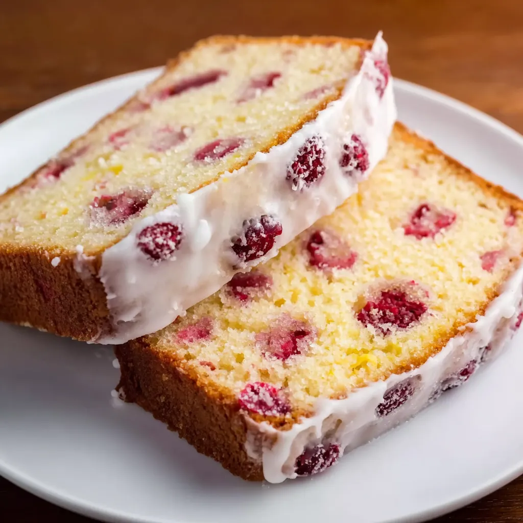 A slice of cranberry orange bread.