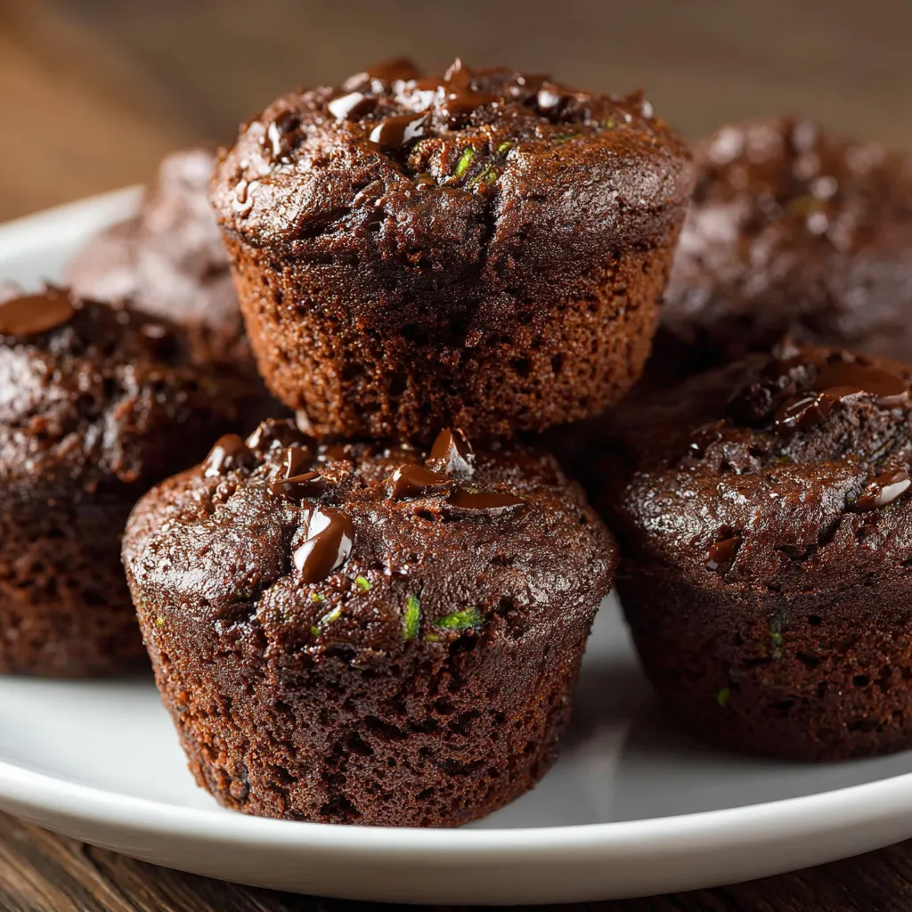A plate of mini chocolate zucchini cakes.