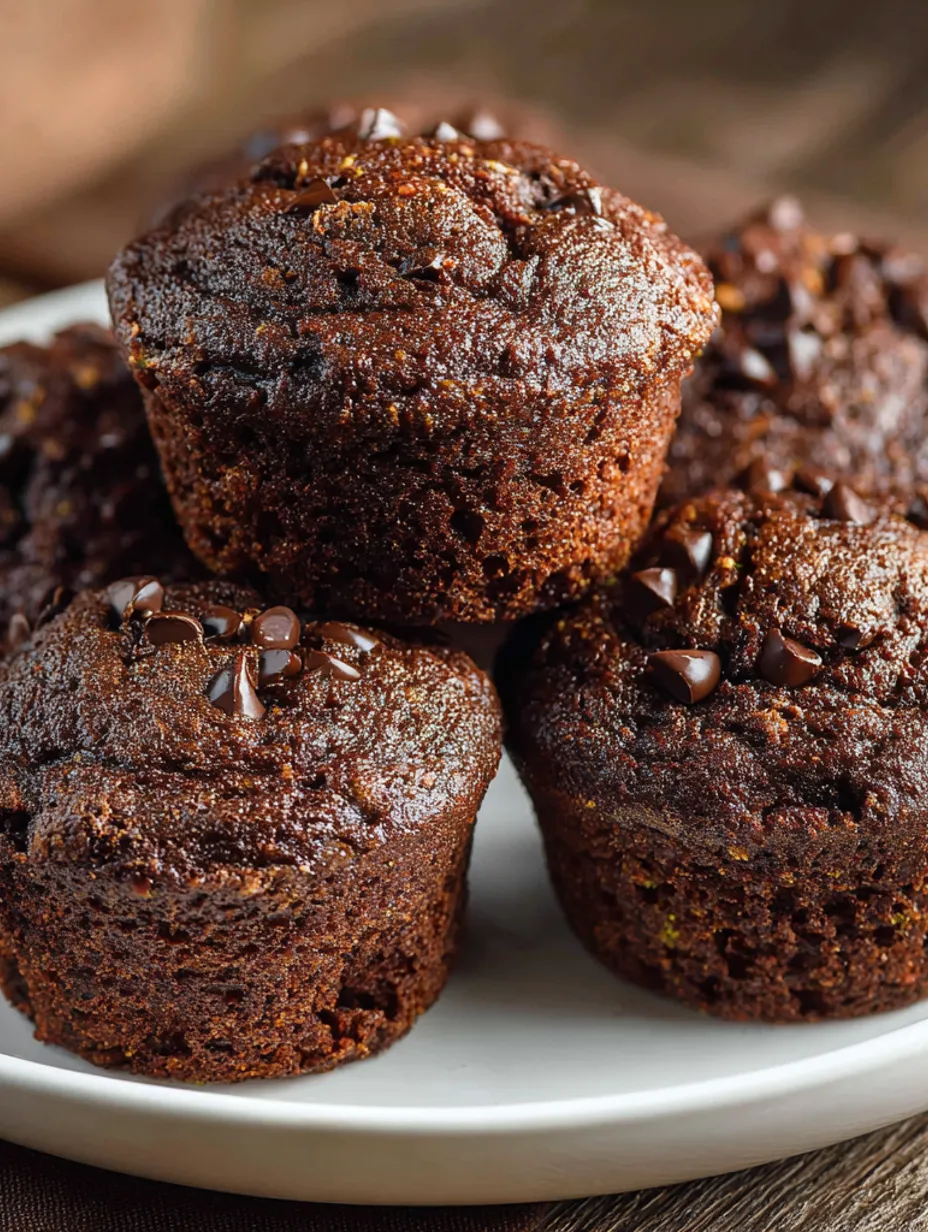 A plate of mini chocolate zucchini cakes.